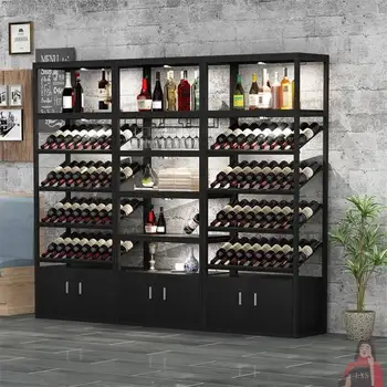 бюфет съхранение кухня вино шкафове дисплей рафт бутилка притежателя метални стелажи за вино напитка ресторант Armoire Vitre хотел мебели