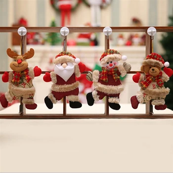 Весела Коледа висящи орнаменти сладък плюшена кукла Дядо Коледа снежен човек висулка коледно дърво DIY декорация