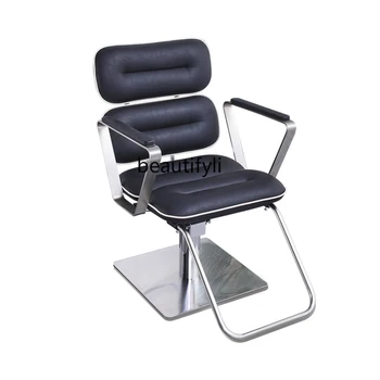 висок клас бръснарница Стол за рязане на коса Регулируем фризьорски стол от неръждаема стомана Прост стол за рязане на коса
