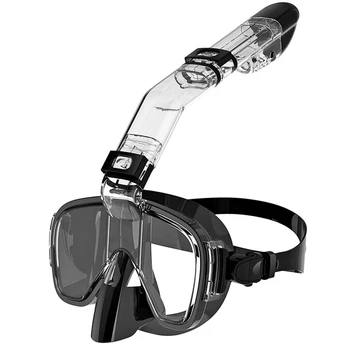 Водолазна маска против мъгла с шнорхел комплект с пълна система за сух връх за безплатно плуване Професионална екипировка за гмуркане с шнорхел Възрастни деца