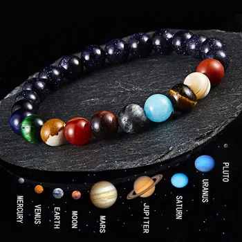 Вселена Слънчева система гривни за жени мъже естествен камък осем планети гривна йога енергия медитация маншет бижута подарък