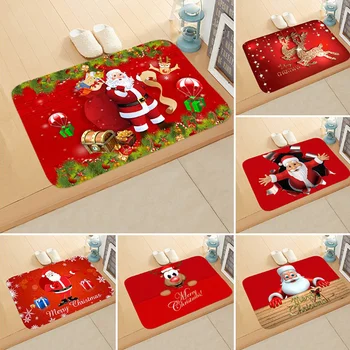гореща продажба Весела Коледа изтривалка мат открит печатни декор килим без хлъзгане фланела изтривалка за баня хол кухня мат