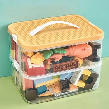 градивни блокове играчки кутия за съхранение прозрачна водоустойчива детска кутия за съхранение на играчки с регулируем пластмасов капак за домашна употреба