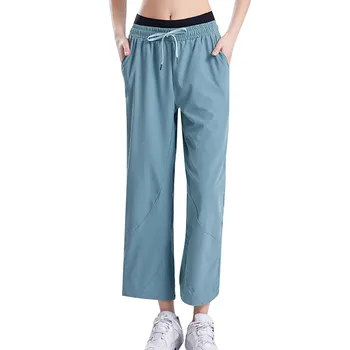 Дамски ежедневни панталони в плътен цвят с джобове и презрамки, спортни панталони Ежедневни панталони Спортни сгъстяване на женски прави дълги панталони