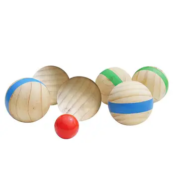 Детска играчка 7 см дървена пъзел топка Случайни забавления на открито Развлекателни спортове Трева топка Френска петанка за семейно събиране Забавна игра