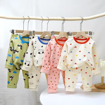 Детски пижами комплект Есенно бебе Ликра бельо момчета домашно облекло момичета дълго Джонс детско облекло