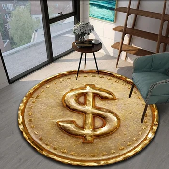 доларовата монета падна на земята Творчество Кръгъл килим за хол килими Нехлъзгаща се подова подложка за спалня Килим площ килим постелки