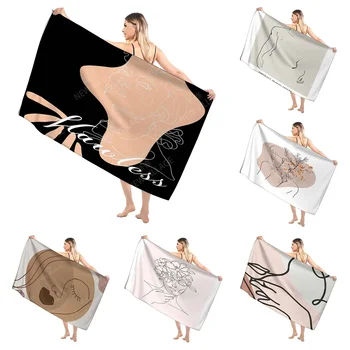 Домашни кърпи за баня за тяло Линии и цветя Morandi баня бързосъхнеща микрофибърна плажна кърпа голяма спортна кърпа