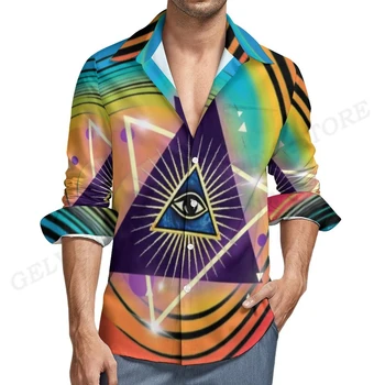 естетизъм Ризи за очи Графични 3D принтирани ризи Мъжка мода Лятна плажна блуза Куба ревера ризи Мъжко облекло Y2k