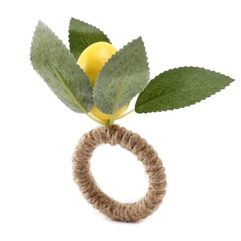 Изкуствени лимон и листа салфетка пръстени жълта салфетка ключалката листа салфетка притежателите