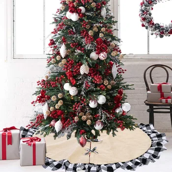 Коледа декоративни консумативи карирана увита дърво пола висок клас карирана коледно дърво дъното престилка