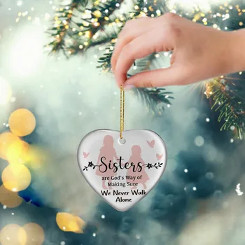 Коледа и благодарността висулка DIY приятелство сърце декорации за дома 2023 Navidad дърво висящи орнамент Нова година 2024