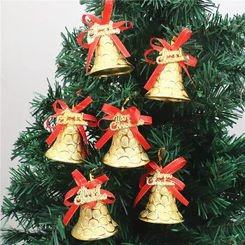 Коледна украса Златни камбани аксесоари 6 Инсталирайте 5 см декорация на прозорци Коледно дърво декорация висулка камбани