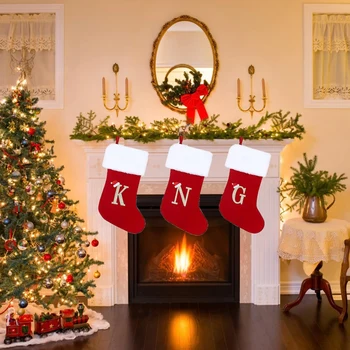 Коледни писма чорапи плат Дядо Коледа чорап подарък деца бонбони чанта снежен човек елен джоб висящи коледно дърво украшение Нова година