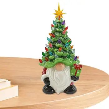 Коледно дърво Gnome сладък безличен кукла орнаменти със светлини гноми Коледна украса за домашно парти Подаръци за семейството