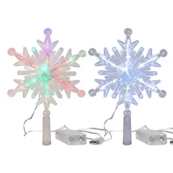 Коледно дърво Topper осветени с бяла снежинка проектор LED блясък осветени коледни украси за дърво