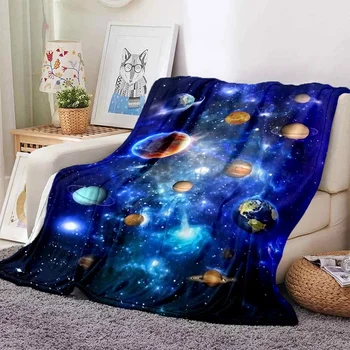 Космическа стая Galaxy Stars Покривка за легло Ултра лека мека плюшена фланела хвърлят одеяло за диван Диван Офис Най-добър подарък