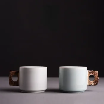 Креативна ръчно изработена чаша сянка между зелени планини и вода керамична чаша креативна чаша за кафе чаша за вода