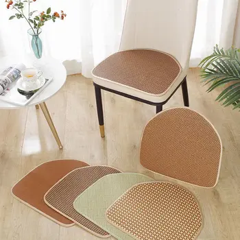 Лека луксозна подкова тип маса стол възглавница неплъзгаща се четири сезона универсална седалка капак модерен прост овален задник седалка мат
