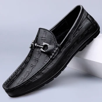 Луксозна марка Мъжки ежедневни обувки Класически обувки с меко дъно Мокасини Комфорт Мода Бизнес обувки Мъж Противоплъзгащи мокасини