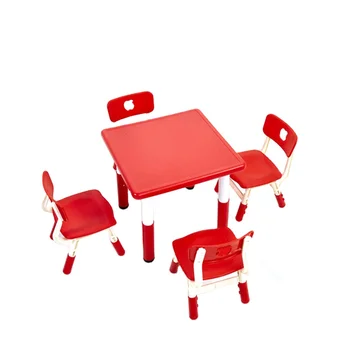 луксозни детски мебели регулируема детска учебна маса и комплект 4 стола училищни мебели, използвани за деца