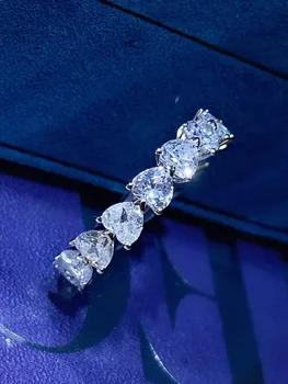 Любовен пръстен 925 стерлинги сребро подредени диамант високо въглеродни диамант Mosang диамант любов сватбен пръстен сватбени бижута