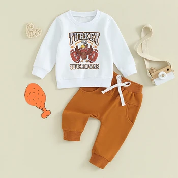 Малко дете бебе момче благодарността облекло дрехи Турция суитчър пуловер отгоре ластик панталони комплект