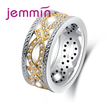 Марка Среден празен блестящ малък кристал мода златен модел 925 стерлинги сребърни пръстени годежни бижута аксесоар