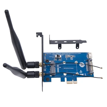 Мини PCI-E към PCI-E 1x адаптер + слот за карта за WiFi 3G LTE безжична карта