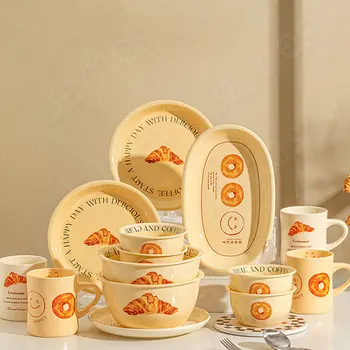 модерен стил керамична чиния френски стил романтични чинии европейски прибори за хранене Западна храна плочи диск супа плочи купа