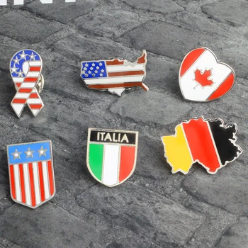 Модерни национални знамена Брошки на Америка Италия Немски Канада Кленова звезда ивица флаг деним чанта щифтове аксесоар подаръци за приятели