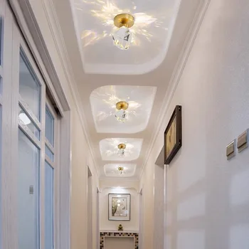 Модерни светодиодни кристални таванни светлини за спалня коридор гардероб пътека входен бар кафене декорация диамант вътрешно осветително тяло