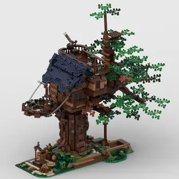 Модулна сграда: Нов живот Къща на дърво с интериор 2374 парчета MOC Build