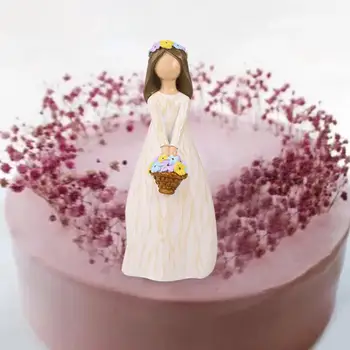 Момиче фигурка торта топер романтичен орнамент смола фигурка торта торта Топ декор за годишнина офис спалня тържества Домашен декор