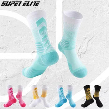 Мъже Професионални баскетболни чорапи Градиент Цвят Висок Топ Елитни чорапи Сгъстяване Конкуренция Спортни чорапи Бягане Колоездене SKG035