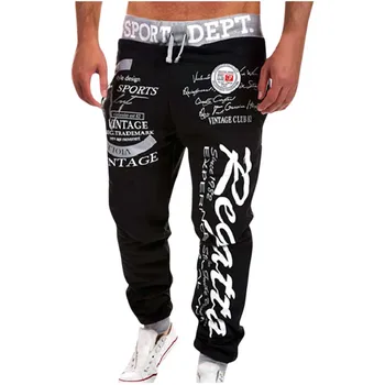 Мъжки хип-хоп ежедневни панталони за джогинг писмо печат спорт фитнес фитнес фитнес тънък годни торбести панталони спортно облекло панталони джогър анцуг