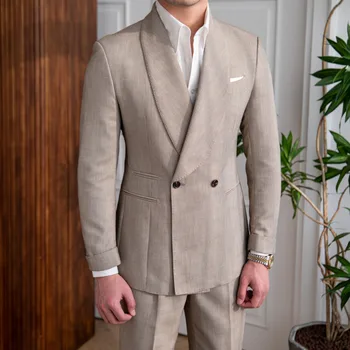 Най-високо качество британски двуреден дизайнерски костюм от две части сватбено парти костюм младоженец банкет мъже костюм тънък костюм Homme Mariage
