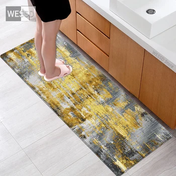 Неплъзгащ се кухненски килим с геометричен печат Мемори пяна Дълги постелки в банята Абсорбиращ Cutsom килим Track Хол килими