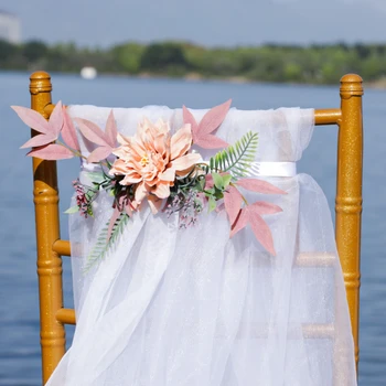 Нова изкуствена цвете покритие стол обратно цвете сватба банкет стол декорация букет сватба сцена декорация фалшив цвете