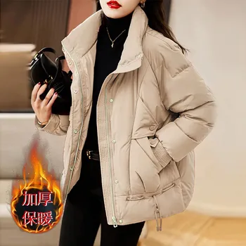 Нова мода жените надолу памук палто зимни памучни дрехи дебели топли ватирани яке женски случайни Паркър палто цип черен