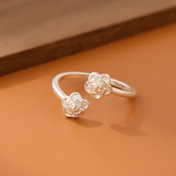 Нова мода сребърно покритие бижута красива скраб роза цвете пръстени за жени рожден ден подарък Bague Femme Anillos R047