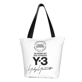 Персонализирана Y3 пазарска платнена чанта за жени рециклиране на хранителни стоки купувачи голяма пазарска чанта