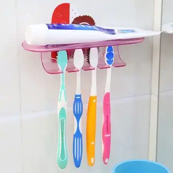 Пластмасова самозалепваща се стойка Четка за зъби Паста за зъби Самобръсначка за съхранение Аксесоари за баня Държач за четка за зъби
