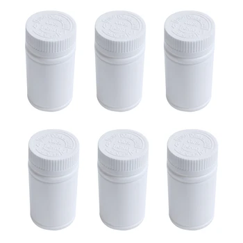Пластмасови празни бутилки за лекарства Държач за контейнер за таблетки 6Pcs бял