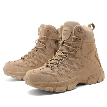 Плюс размер 39-46 Нова качествена модна дизайнерска марка Тактически пустинни бойни военни ботуши за мъже на открито Мъжко проследяване Boot Work