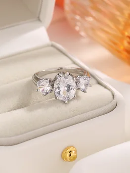 Популярни стерлинги 925 сребърни капчици жени пръстен луксозен прекрасен благороден стил за сватба, предложение или парти