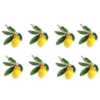 Пръстени за салфетки Комплект от 8 лимонови сватбени салфетки Златна салфетка Buckle за маса декор партита Празнично семейно събиране
