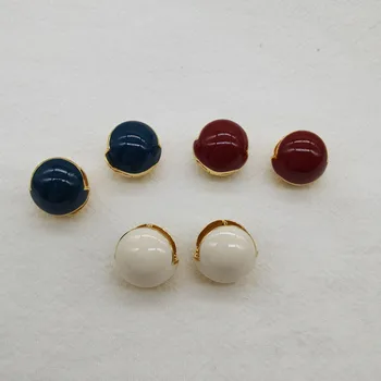 Реколта емайл топка обица месинг покритие злато обица червено, синьо, бял цвят обица