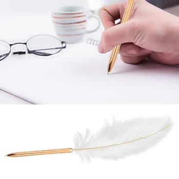 Ретро бяло перо химикалка изящни Siganture писалка за многократна употреба химикалка за сватбен офис бизнес подарък