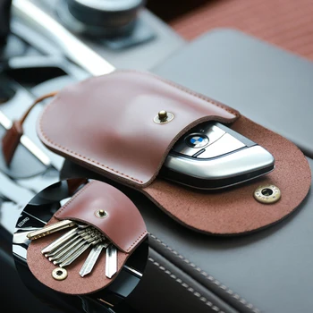 Ръчно изработена чанта за ключове мъжки дом голям капацитет многофункционална чанта за ключове за кола дамска кожена чанта универсален тип издърпване